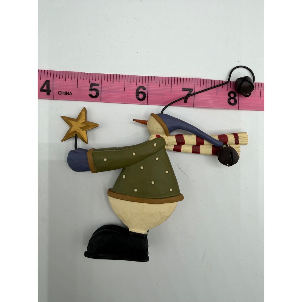 Williraye Studio Folk Art Snowman Figurine Christmas Star Bells WW2416